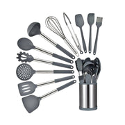 12Pcs Non-Toxic Silicone Utensil Set With 360-Degree Rotating Base