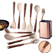 13 Pcs Gold-Plated Handle Silicone Kitchen Utensils Set