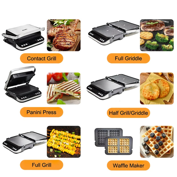 Panini Press, Griddle, Waffle Maker, Grill, 6-in-1 Multifunctional, Professional, Best Seller, Home Kitchen Machine, Best Quality