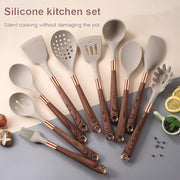 13 Pcs Gold-Plated Handle Silicone Kitchen Utensils Set