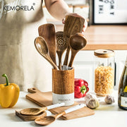 9Pcs Handmade Acacia Wooden Cooking Utensil Set