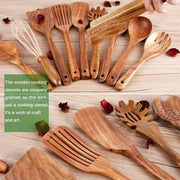 10Pcs Premium Teak Wooden Utensil Set