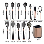 13 Pcs Gold-Plated Handle Silicone Kitchen Utensils Set