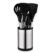 12Pcs Non-Toxic Silicone Utensil Set With 360-Degree Rotating Base